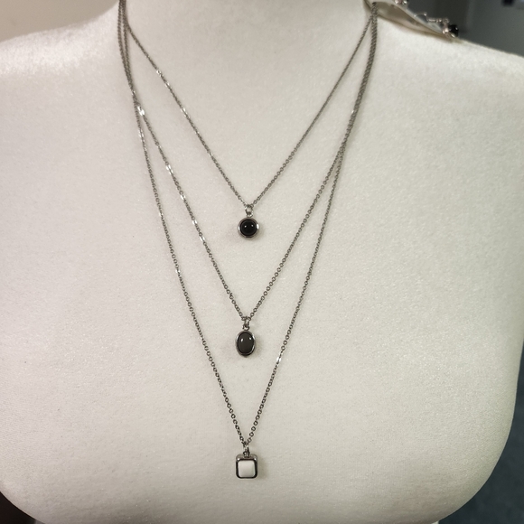 Charming Charlie 3-Tier Hanging Stone Necklace & Earrings Set NEW NWT - Picture 2 of 5